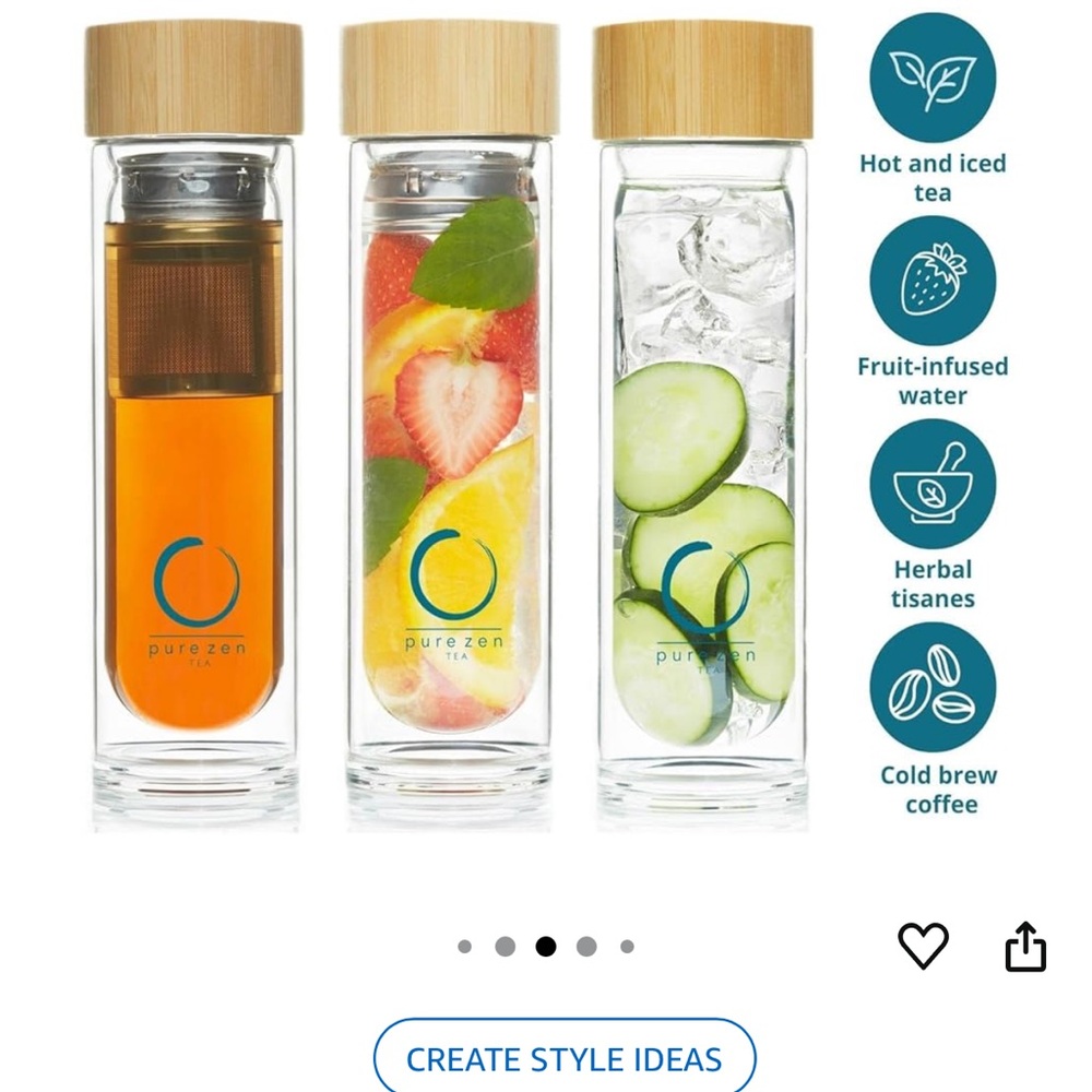 Pure Zen Glass Infuser Bottle with Bamboo Lid 15oz